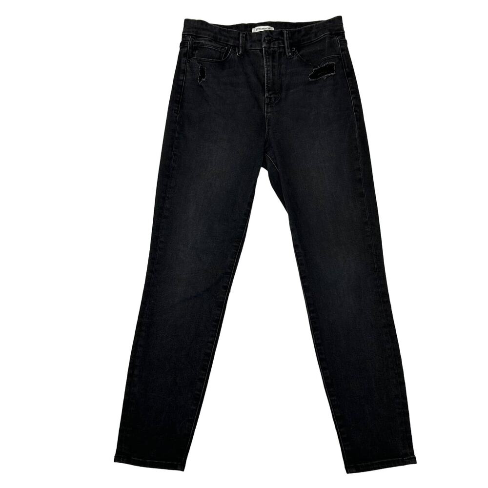Good American Black Good Waist Crop Distressed Jeans Womens 6 / 28